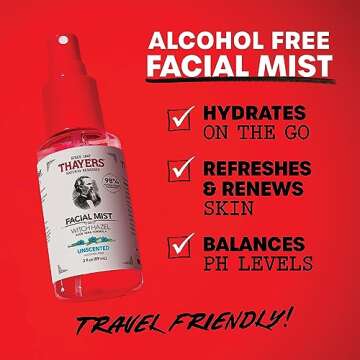 Thayers Alcohol-Free Witch Hazel Facial Mist Toner with Aloe Vera, Unscented, Soothing and Hydrating...