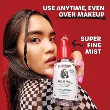 Thayers Alcohol-Free Witch Hazel Facial Mist Toner with Aloe Vera, Unscented, Soothing and Hydrating, for All Skin Types, Trial Size, 3 oz