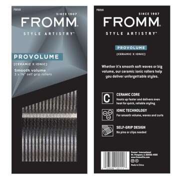 Fromm ProVolume 1.75" Self-Grip Ceramic Ionic Thermal Hair Rollers, 3 Count Large Salon Quality Hair Curlers for Medium and Long Hair, Blowouts, Curtain Bangs
