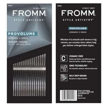 Fromm ProVolume 1.75" Self-Grip Ceramic Ionic Thermal Hair Rollers, 3 Count Large Salon Quality Hair Curlers for Medium and Long Hair, Blowouts, Curtain Bangs