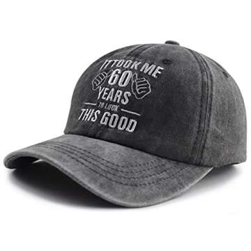 60th Birthday Decorations for Men Women, Funny Vintage 1965 Birthday Gifts for Her, Adjustable Cotto...