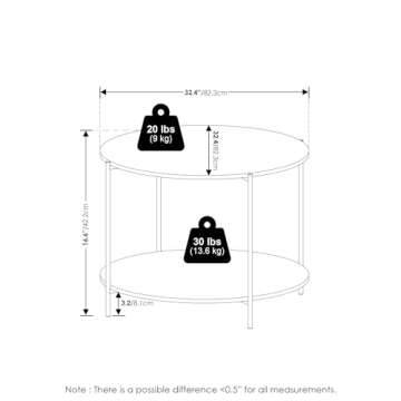 Modern 2-Tier Round Coffee Table by Furinno Besi