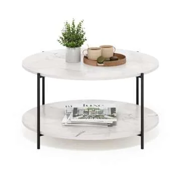 Modern 2-Tier Round Coffee Table by Furinno Besi