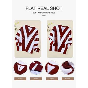 Asvivid Womens Sweaters Spring 2023 Fall Striped V Neck Long Bat Sleeve Color Block Warm Sweater Soft Brown Knitted Jumper Tops S