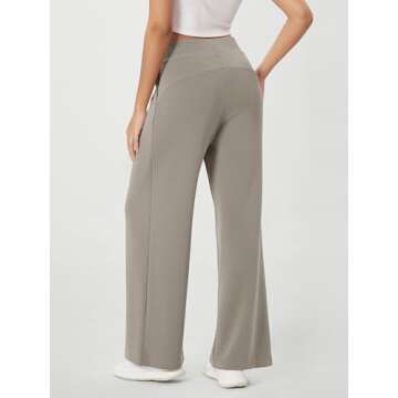 ODODOS Modal Soft Wide Leg Pants for Women High Waist Casual Relaxed Pants with Pockets, 29" Inseam, Khaki, X-Small