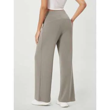 ODODOS Modal Soft Wide Leg Pants for Women High Waist Casual Relaxed Pants with Pockets, 29" Inseam, Khaki, X-Small