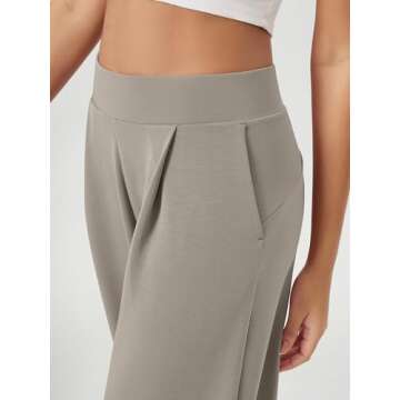 ODODOS Modal Soft Wide Leg Pants for Women High Waist Casual Relaxed Pants with Pockets, 29" Inseam, Khaki, X-Small