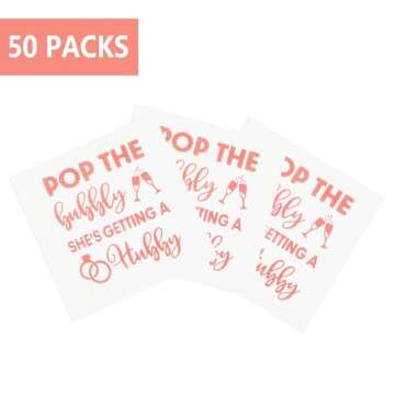 Pop The Bubbly Shes Getting A Hubby Napkins, Rose Gold Bachelorette Napkins, Bridal Shower Napkins f...