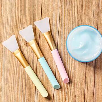 Trimakes Silicone Face Mask Brushes, Mask Beauty Tool DIY Mask Stick Soft Silicone Facial Mud Mask Applicator Brush Hairless Body Lotion And Body Butter Applicator Tools(1PC, Random Color)