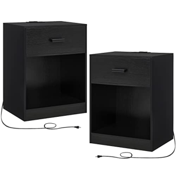 Stylish Quimoo Nightstands with Charging Station Set
