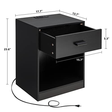 Stylish Quimoo Nightstands with Charging Station Set
