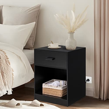Stylish Quimoo Nightstands with Charging Station Set