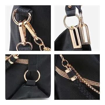 Dasein Vegan Leather Handbag with Rhinestones for Women