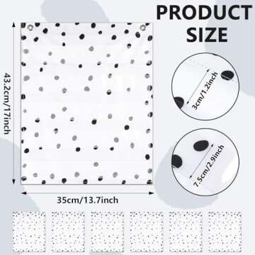 Qyeahkj 6Pcs Classroom Magnetic Pocket Chart Mini Black Dots White Hanging Scheduling Pocket Chart M...