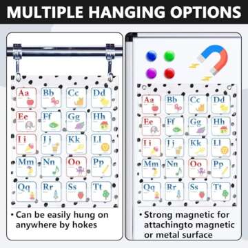 Qyeahkj 6Pcs Classroom Magnetic Pocket Chart Mini Black Dots White Hanging Scheduling Pocket Chart Management Back to School Resources for Kids Sentence Strips Cards Home Office Supplies 17 x 14in