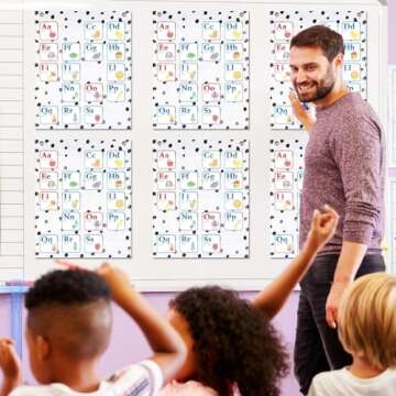 Qyeahkj 6Pcs Classroom Magnetic Pocket Chart Mini Black Dots White Hanging Scheduling Pocket Chart Management Back to School Resources for Kids Sentence Strips Cards Home Office Supplies 17 x 14in