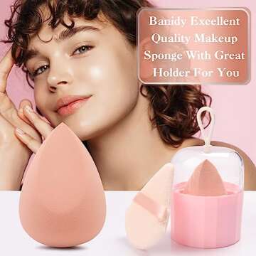 Toiletry Sponges Set Blender Beauty Sponge with Holder Makeup Blender Flawless for Foundation, Liqui...