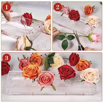 KIWOEN Acrylic Flower Vase Rectangular Floral Centerpiece 2 Pack Total 31.6 Inches 32 Holes Rectangle Decorative Modern Vases for Home Wedding Dining Table Decor, Clean, VEST-002