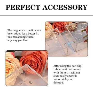 KIWOEN Acrylic Flower Vase Rectangular Floral Centerpiece 2 Pack Total 31.6 Inches 32 Holes Rectangle Decorative Modern Vases for Home Wedding Dining Table Decor, Clean, VEST-002