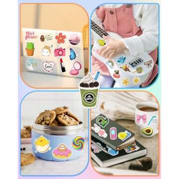300 Pcs Stickers for Kids, Cute Water Bottle Vinyl Waterproof Laptop Stickers for Students Gifts Sch...