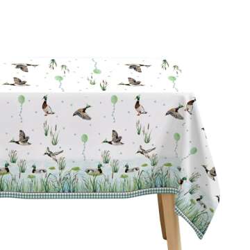 Suhelkit One Lucky Duck Birthday Decorations Tablecloth, Disposable Mallard Duck Hunting Birthday Party Supplies Table Cover, Duck 1st 2nd 3rd Birthday Table Decorations, 3 Pack (54in x 108in)