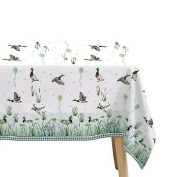 Suhelkit One Lucky Duck Birthday Decorations Tablecloth, Disposable Mallard Duck Hunting Birthday Party Supplies Table Cover, Duck 1st 2nd 3rd Birthday Table Decorations, 3 Pack (54in x 108in)