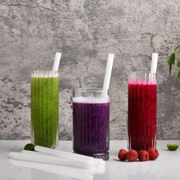 ALINK 100 PCS White Plastic Boba Straws for Bubble Tea