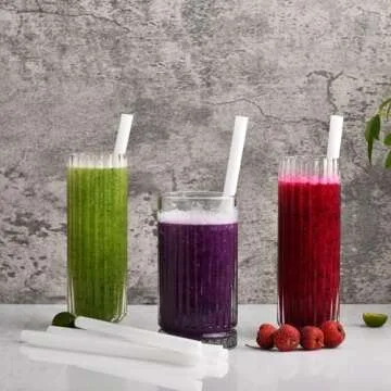 ALINK 100 PCS White Plastic Boba Straws for Bubble Tea