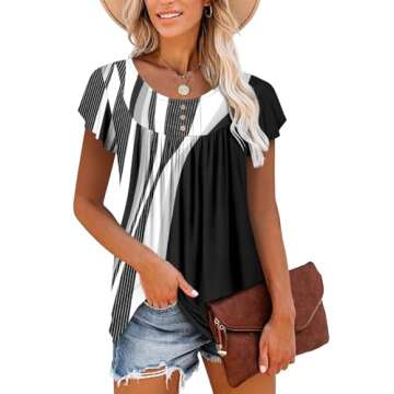 BETTE BOUTIK Short Sleeve Tunic Tops for Women