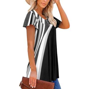 BETTE BOUTIK Short Sleeve Tunic Tops for Women