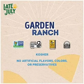 Late July Snacks, Garden Ranch Tortilla Chips, 7.8-oz. Bag (Pack of 12)