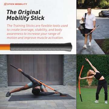 Stick Mobility 7 Foot + 7 Foot + 5 Foot Bundle | Improve Flexibility, Mobility, and Strength with Active Stretching for Golf, Running, Fitness, Pickleball, and More