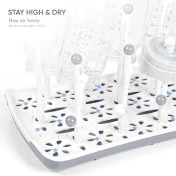 Baby Bottle Drying Rack with Tray, Termichy High Capacity Bottle Dryer Holder for Bottles, Teats, Cups, Pump Parts and Accessories, Gray