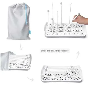 Baby Bottle Drying Rack with Tray, Termichy High Capacity Bottle Dryer Holder for Bottles, Teats, Cups, Pump Parts and Accessories, Gray