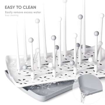 Baby Bottle Drying Rack with Tray, Termichy High Capacity Bottle Dryer Holder for Bottles, Teats, Cups, Pump Parts and Accessories, Gray