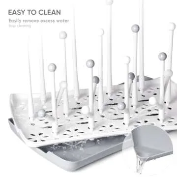 Baby Bottle Drying Rack with Tray, Termichy High Capacity Bottle Dryer Holder for Bottles, Teats, Cups, Pump Parts and Accessories, Gray