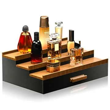 Sephyroth Wooden Cologne Organizer for Men - 3 Tier Display & Drawer Storage