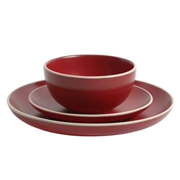 Gibson Home Rockaway 12 Piece Dinnerware, Red Matte