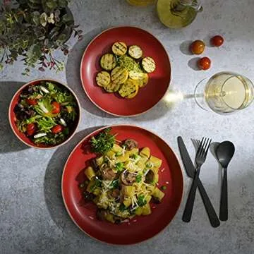 Gibson Home Rockaway 12 Piece Dinnerware, Red Matte