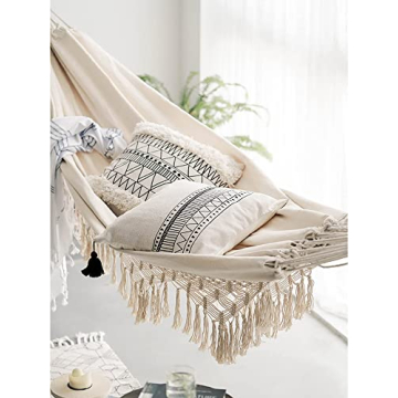 Xuanmuque Double Boho Macrame Hammock with Tassels