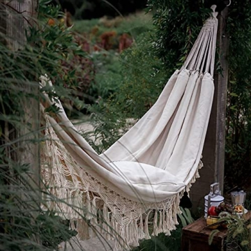 Xuanmuque Double Boho Macrame Hammock with Tassels
