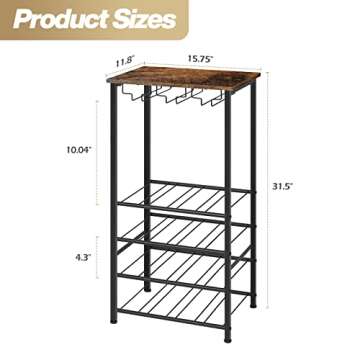 Stylish Sunexinlo Wine Rack with Glass Holder for 16 Bottles