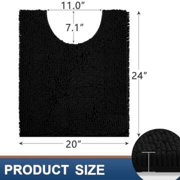 Smiry Luxury Chenille Toilet Rugs U-Shaped 24x20, Soft Absorbent Non-Slip Contour Bathroom Rugs for ...