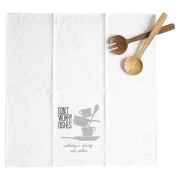 Twisted Wares Funny Kitchen Dish Towels with Sayings for Women, Don’t Worry Dishes Flour Sack Dish...