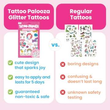 Ooly 50 Temporary Tattoos For Kids, Safe & Non-Toxic Temporary Tattoo, Party Favors for Kids 4-8, Great Goodie Bag Stuffers & Fun Birthday Decorations - Mermaid Magic