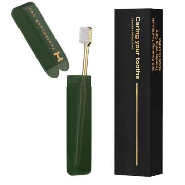 CHOWDOLANG Gold Color Travel Toothbrush Case Set,Soft Bristles for Sensitive Gums,Soft Toothbrushes ...