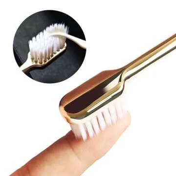 CHOWDOLANG Gold Color Travel Toothbrush Case Set,Soft Bristles for Sensitive Gums,Soft Toothbrushes for Adults,Luxury Gold-Plated Manual Toothbrush,Business Travel and Vacation Hotel Use