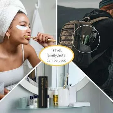 CHOWDOLANG Gold Color Travel Toothbrush Case Set,Soft Bristles for Sensitive Gums,Soft Toothbrushes for Adults,Luxury Gold-Plated Manual Toothbrush,Business Travel and Vacation Hotel Use