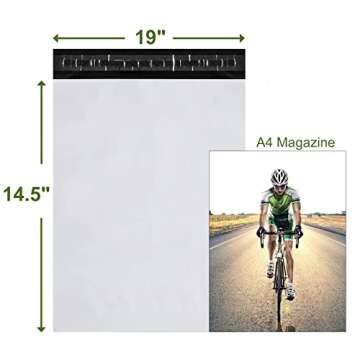 SJPACK 100pcs 14.5x19 Poly Mailers 2.5 Mil Envelopes Shipping Bags With Self Sealing Strip, White Po...