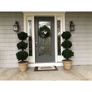 Two 56 Inch Artificial Boxwood Triple Ball Trees Potted